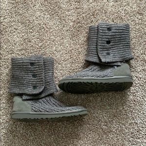 Gray knitted UGG boots